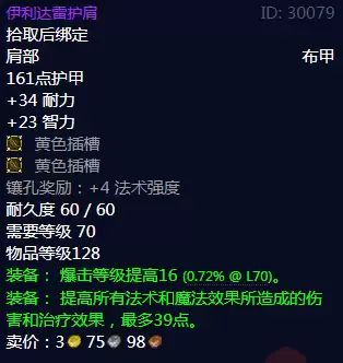 伊利达雷护肩属性面板