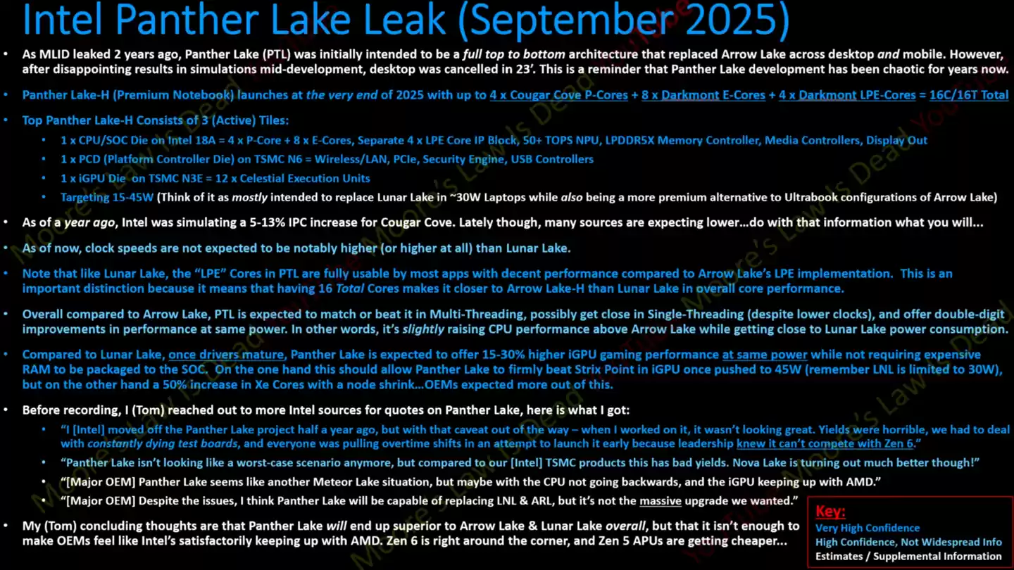 英特尔Panther Lake细节曝光：四核旗舰+新架构+iPC提升