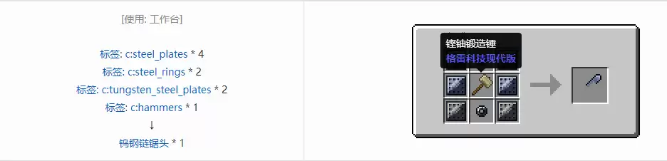 我的世界格雷科技现代版链锯头合成表大全