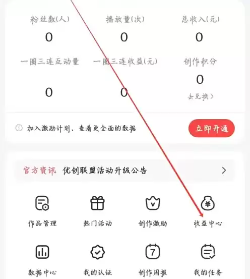 进入收益中心界面