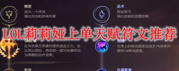LOL莉莉娅上单天赋符文推荐