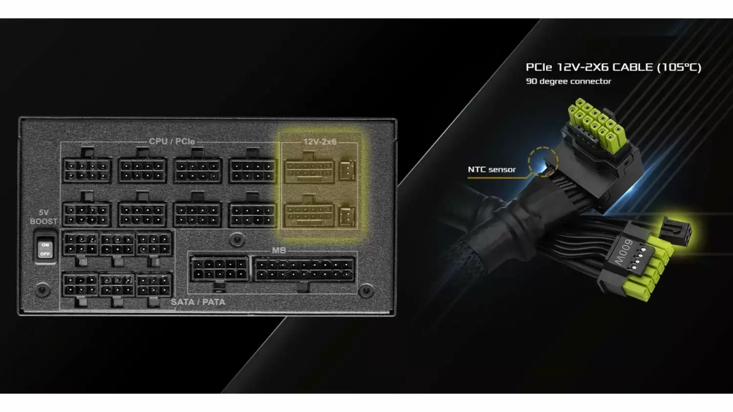 华擎供电线L型接头特写