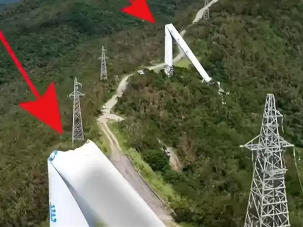 广东沿海数台风电机组被台风吹倒