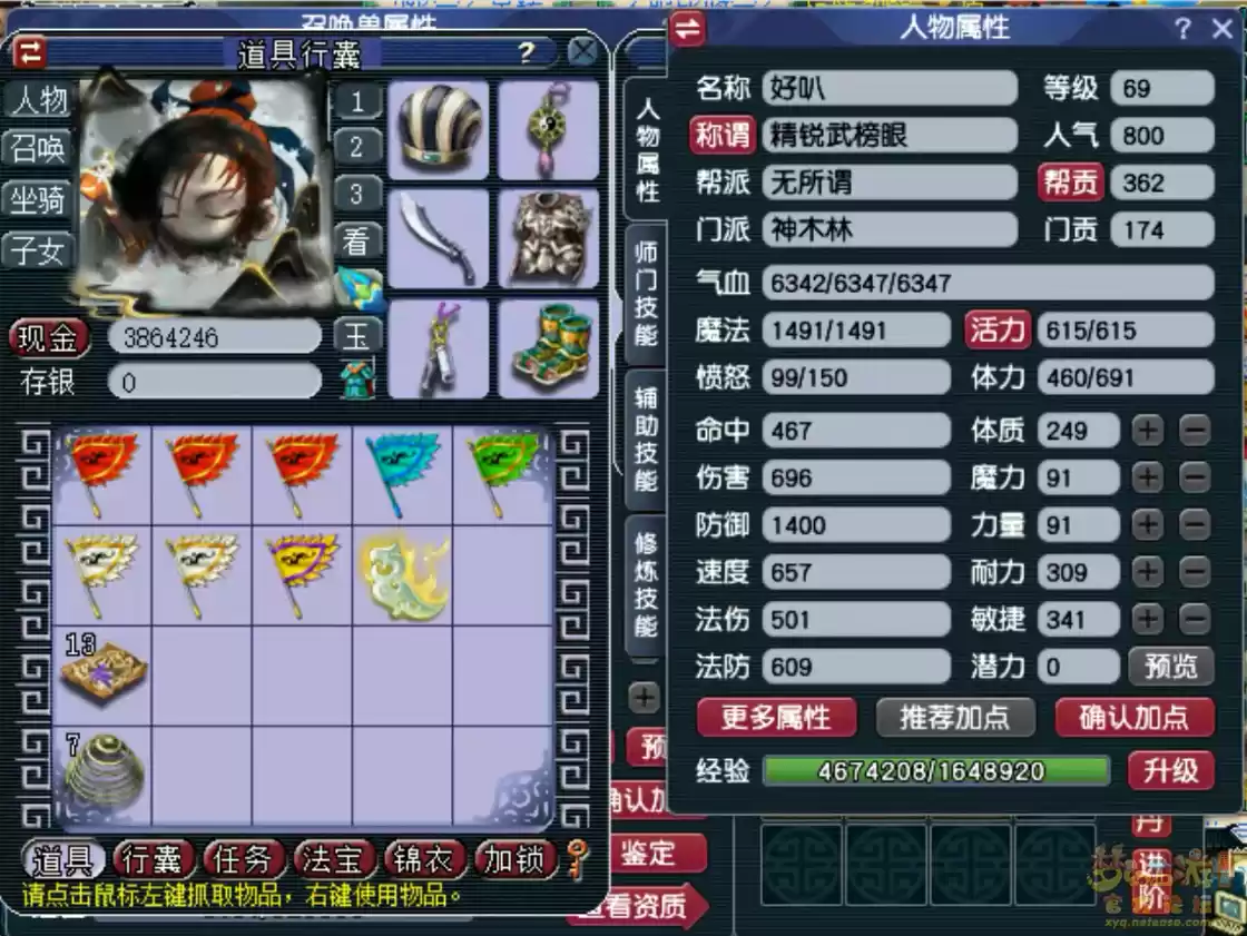 梦幻西游69奶神木林装备展示图