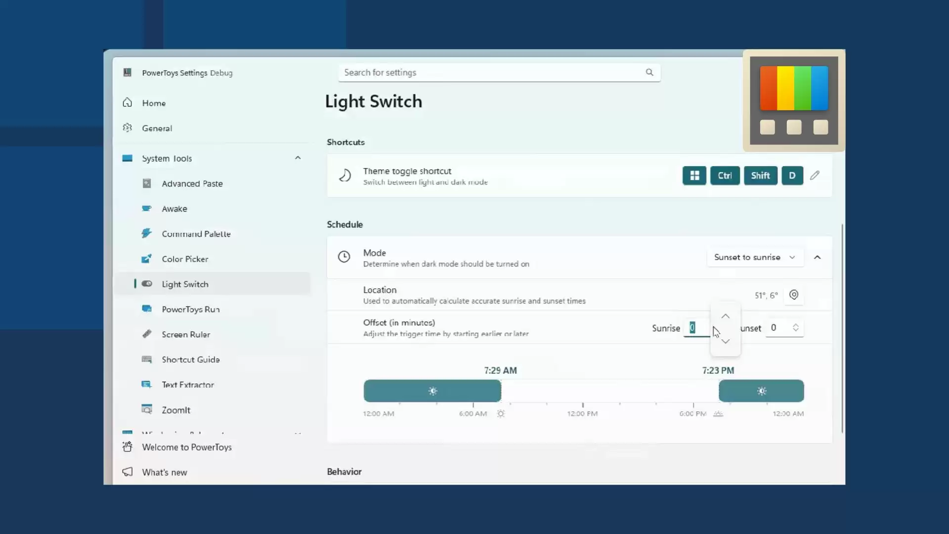 官方出品：微软 PowerToys 将为 Win11 带来自动切换浅色 / 深色功能