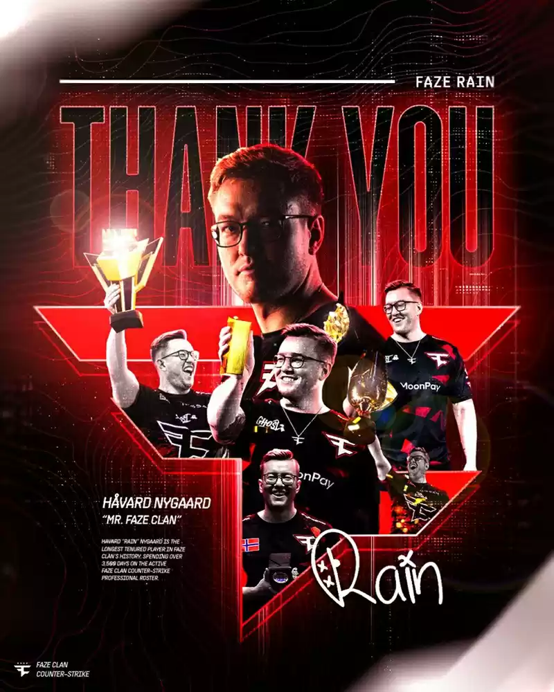 传奇落幕！FaZe官宣下放功勋老将rain，Twistzz回归首发终结18个月无冠魔咒