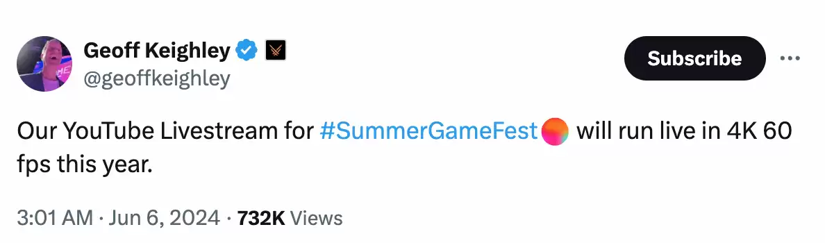 夏日游戏节4K60帧播出，网友惊呼超越游戏画质