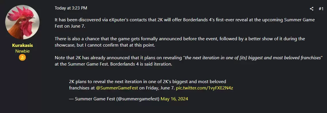 《无主之地4》或将亮相夏日游戏节