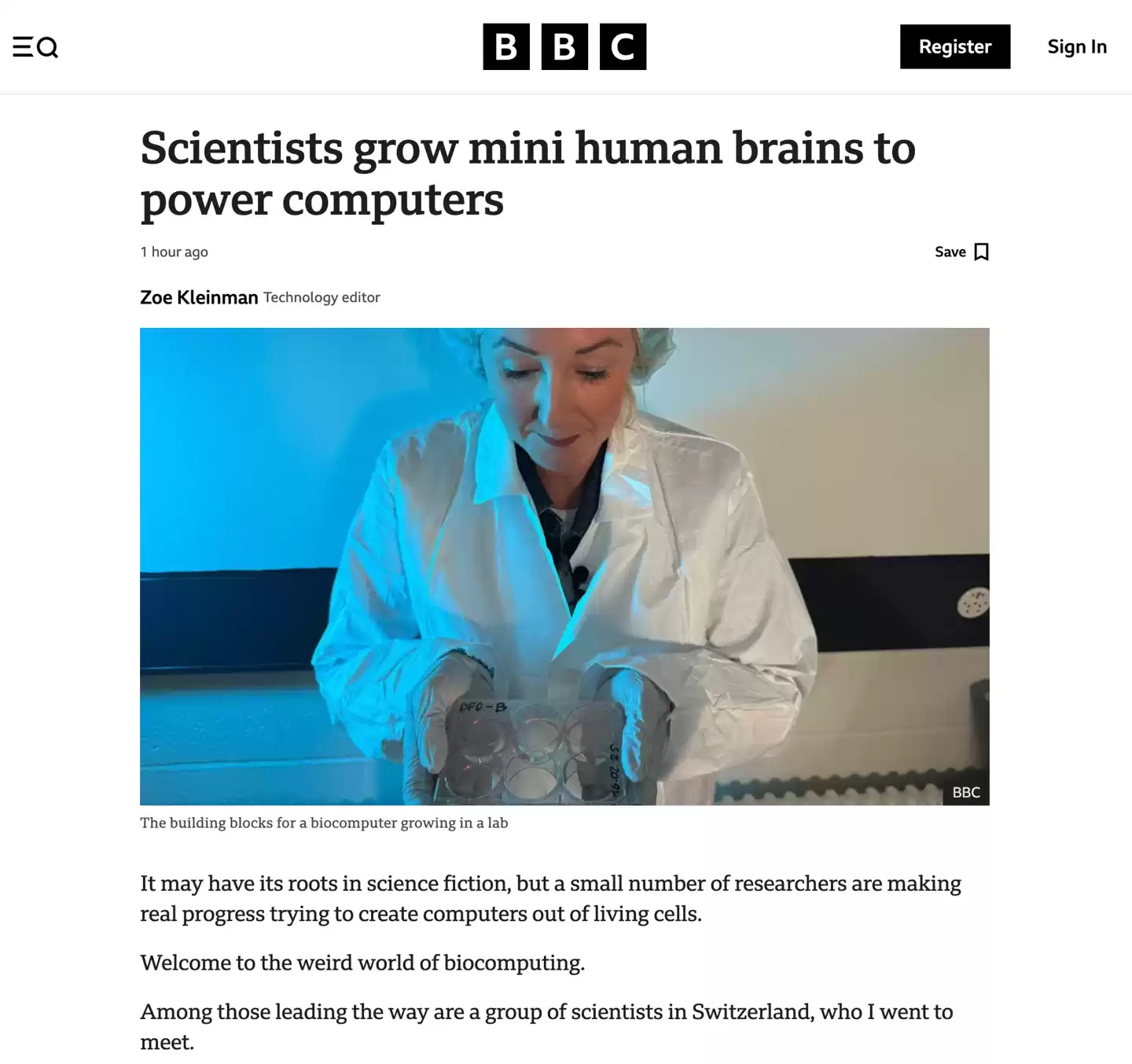 瑞士科学家培育“迷你人脑”,旨在为电脑提供动力