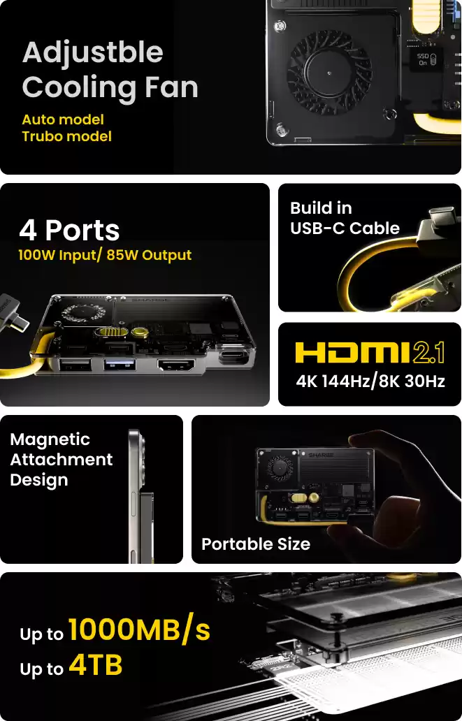 闪极推出“首款多合一移动硬盘”闪盘 Pro，集拓展坞、自带线于一体，内置散热风扇