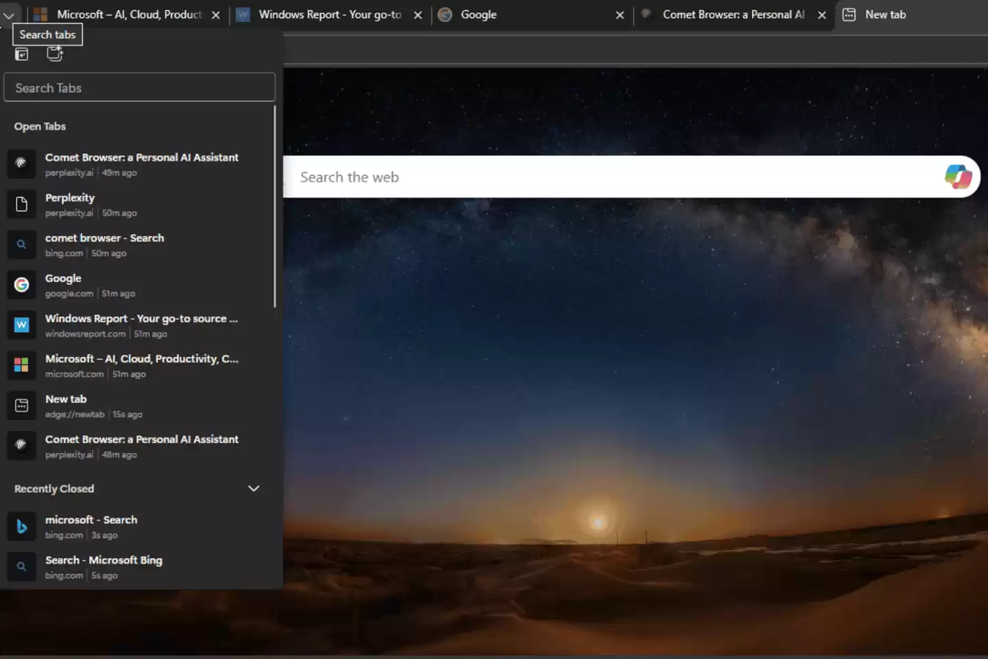微软Edge浏览器新功能：标签搜索上线