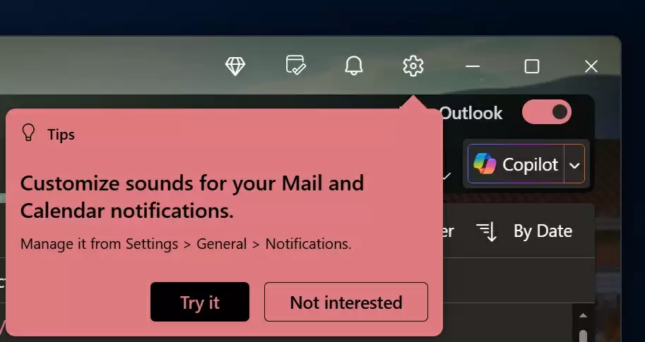 微软 Win11 版 Outlook 推送 9 月更新:定制铃声、邮件跳转等