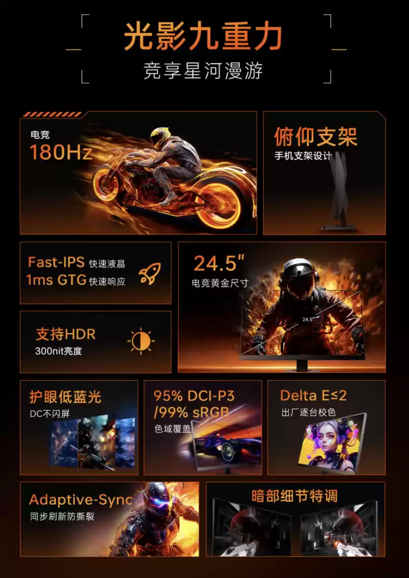 机械师“MZQ25F180”24.5 英寸显示器开售：2K 180Hz，699 元