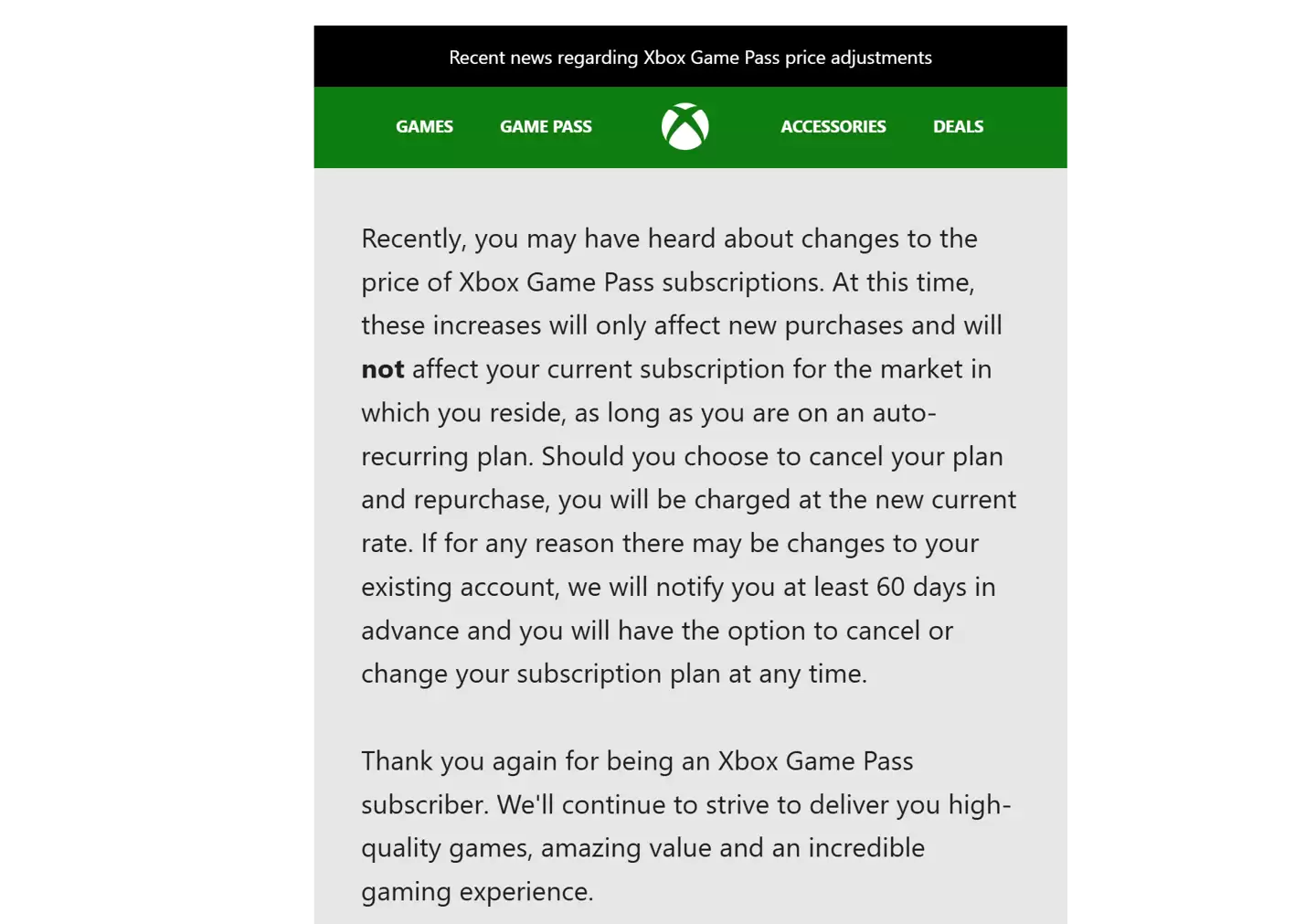 微软推迟Xbox Game Pass涨价实施 部分市场现有用户暂不受影响