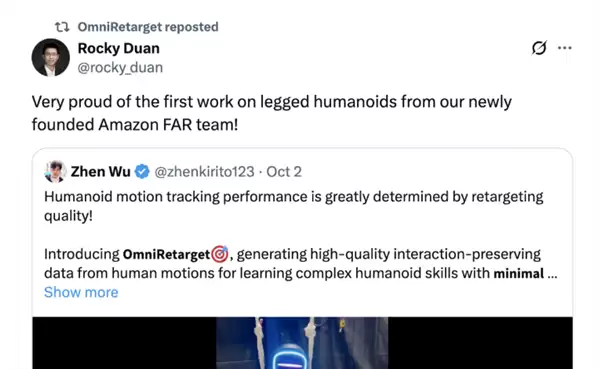 亚马逊“盲眼”机器人30秒跑酷首秀惊艳！华人学者领衔