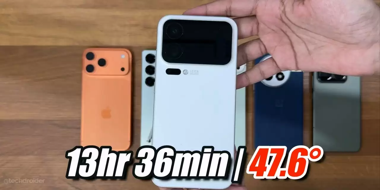 7500mAh vs 4823mAh:TechDroider 测试小米和苹果的“17 Pro Max”手机续航