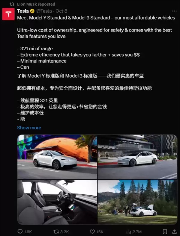 史上最便宜的特斯拉 我都想不通马斯克在搞啥