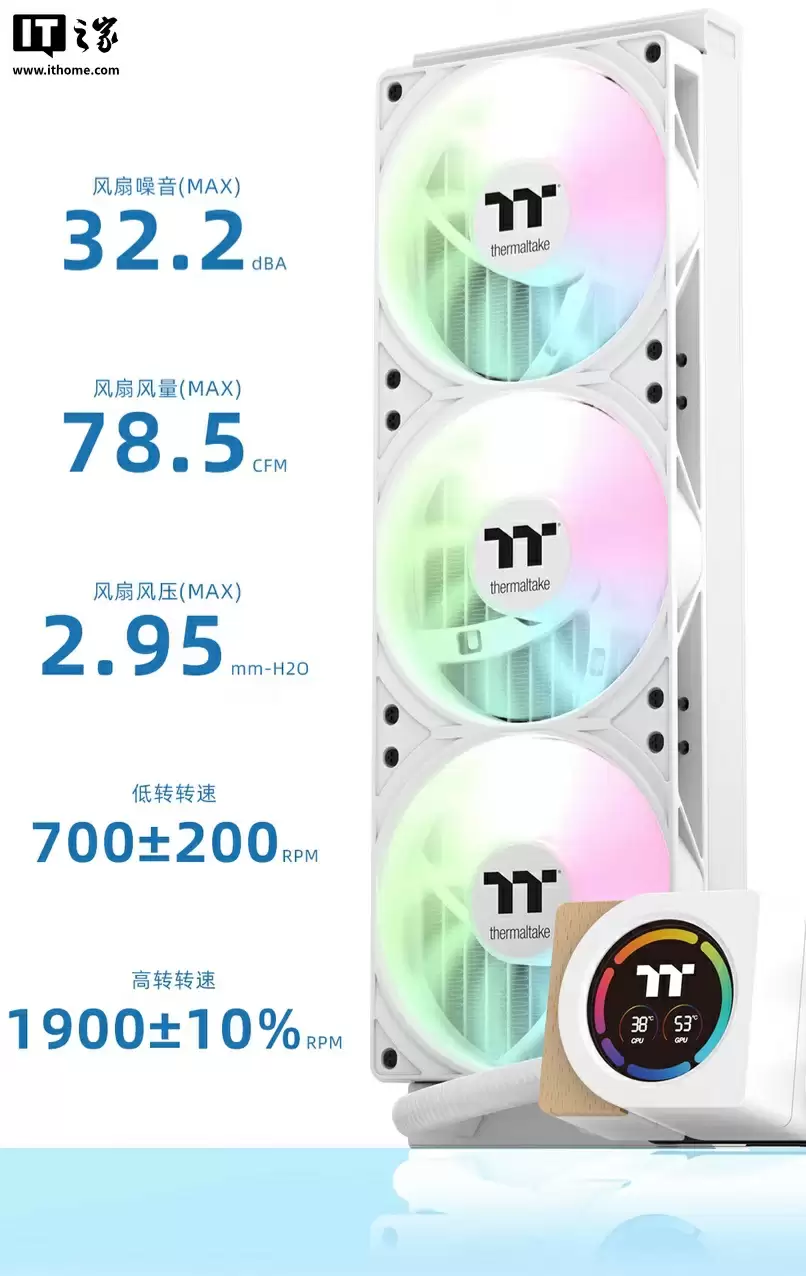 曜越推出钢影・木语 360 一体式水冷散热器:冷头数显屏带木艺装饰,279 元