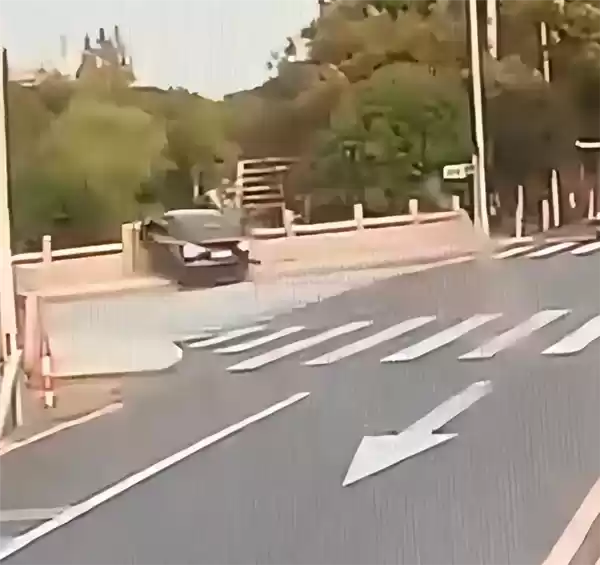 苏州一辆特斯拉高速逆行撞破桥栏坠河