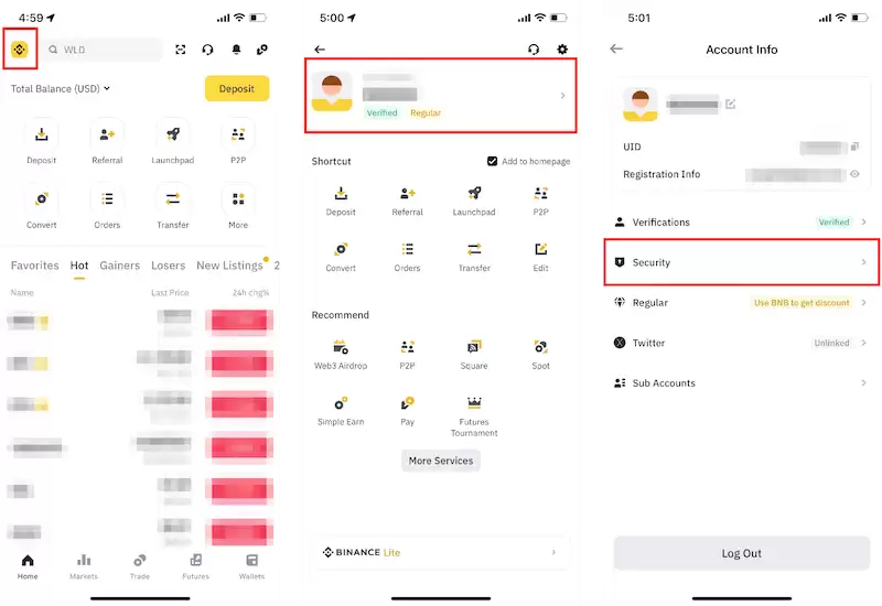币安安全设置示意图