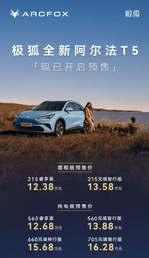 极狐阿尔法T5预售开启：增程版亮相，续航破千，智能升级