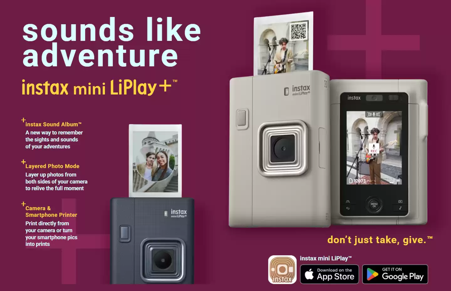 富士发布Instax LiPlay Plus双摄拍立得,支持语音打印与远程操控