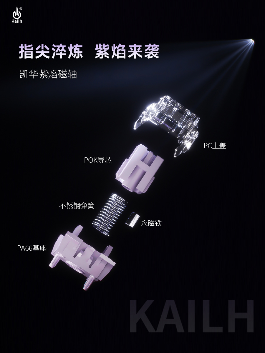 凯华发布 POK 轴芯紫焰磁轴：机械寿命≥1 亿次，RT 精度 0.01mm