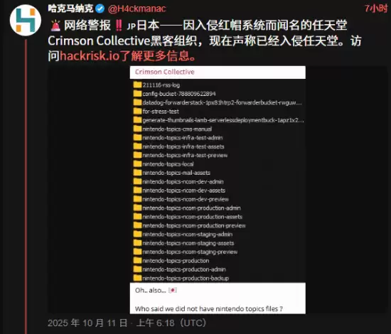 任天堂回应官网服务器遭篡改：用户数据未泄露