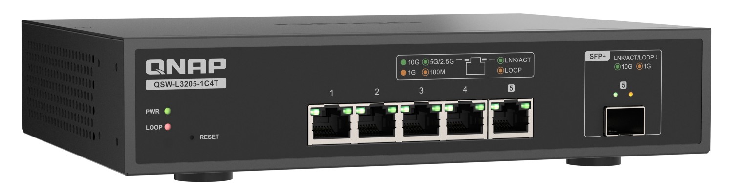 威联通 QNAP 推出轻网管交换机 QSW-L3205-1C4T：4+1 口全 10GbE
