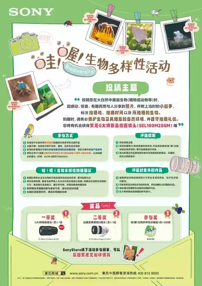 索尼举行“哇！哦！生物多样性摄影比赛”，以影像记录自然的Wow瞬间