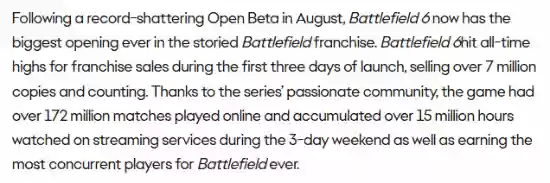 战地6上线三日销量破700万,创系列新高