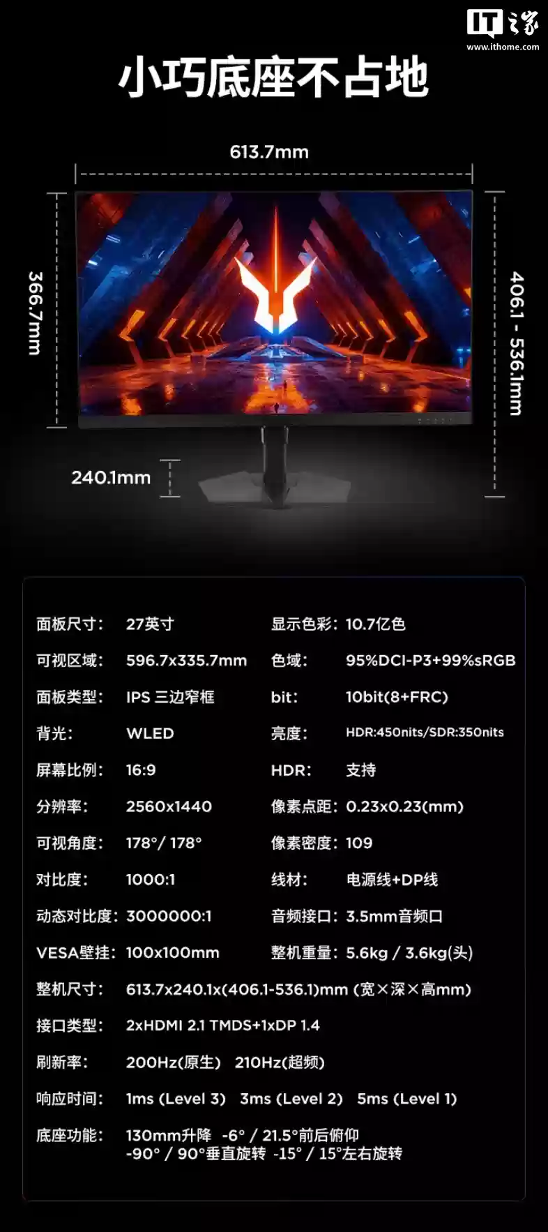 699 元，联想推出“2K 210Hz 超频”27 英寸显示器“来酷战 27Q”