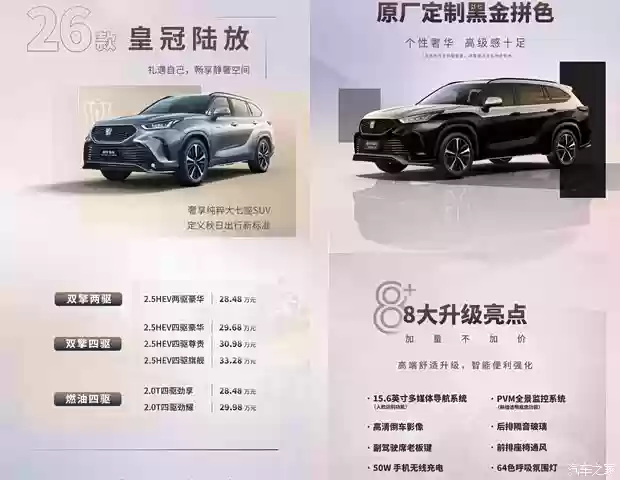 2026款皇冠陆放上市，黑金新色+智能升级售28.48万起