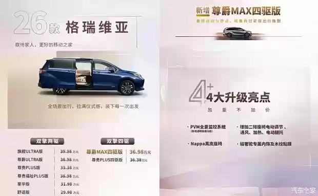 2026款格瑞维亚上市，八款车型29.98万起售