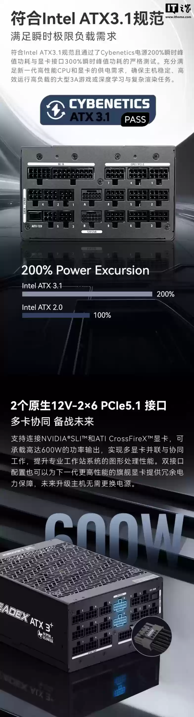 振华 LEADEX T1700W 钛金全模电源开售：双 12V-2x6 接口、140mm 双滚珠风扇，3999 元