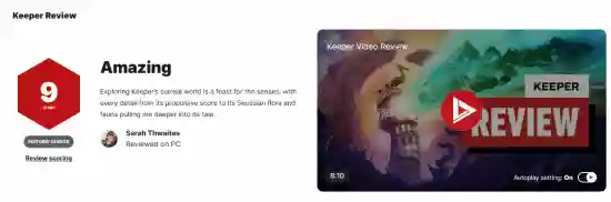 Keeper正式上线获IGN 9分好评