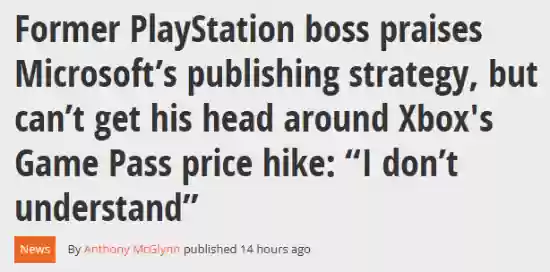 前PlayStation掌门人质疑XGP涨价：完全看不懂！