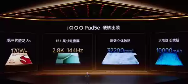 1999元起！iQOO Pad5e发布：12.1英寸大屏+第三代骁龙8s