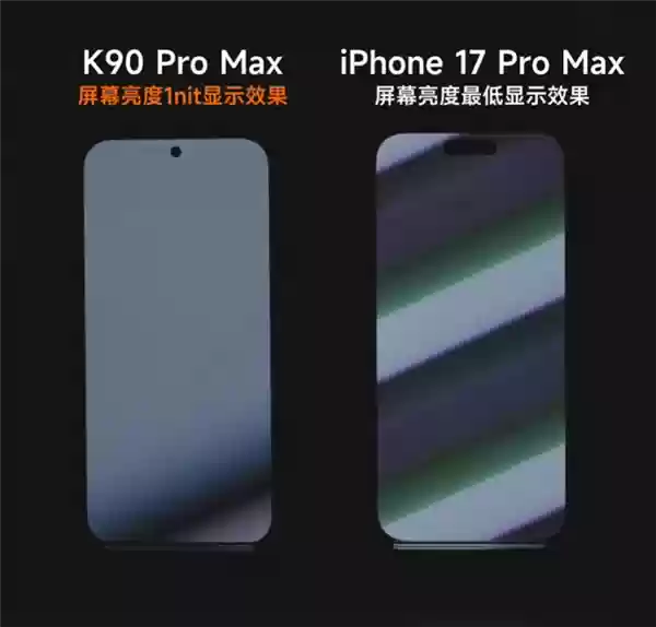 卢伟冰晒REDMI K90 Pro Max与iPhone 17 Pro Max屏幕对比：护眼碾压