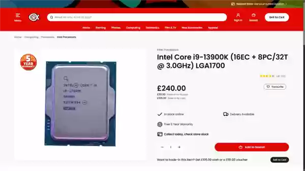 花2000元买颗二手i9-13900K：结果当天就崩溃！