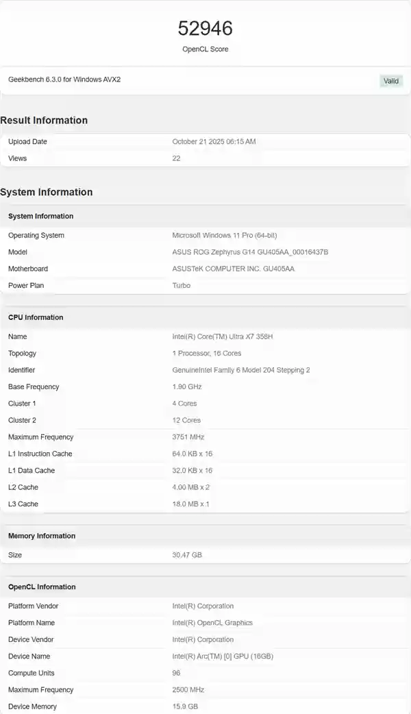 Intel最新酷睿Ultra X7 358H首次跑分：GPU性能提升超90%！