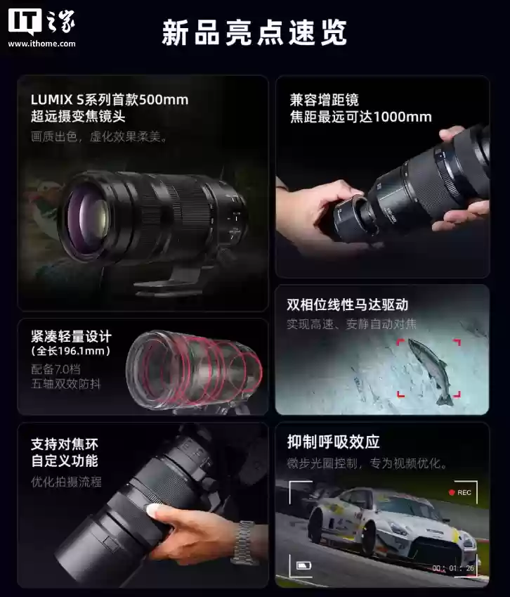 首发价 13498 元，松下 Lumix S 100-500mm F5-7.1 OIS 超远摄变焦镜头国行发售