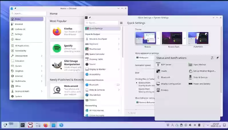 KDE Plasma 6.5 发布:带来自动明暗主题、固定剪贴板等多项目改进