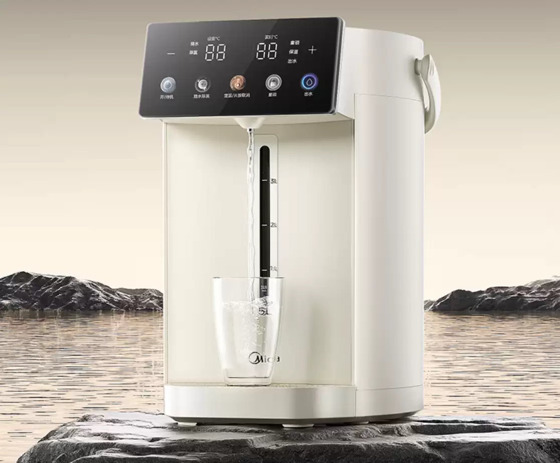 439 → 195元低过闲鱼：美的触控彩屏电热水瓶新低价，316L 无缝内胆 + 0 塑料水路