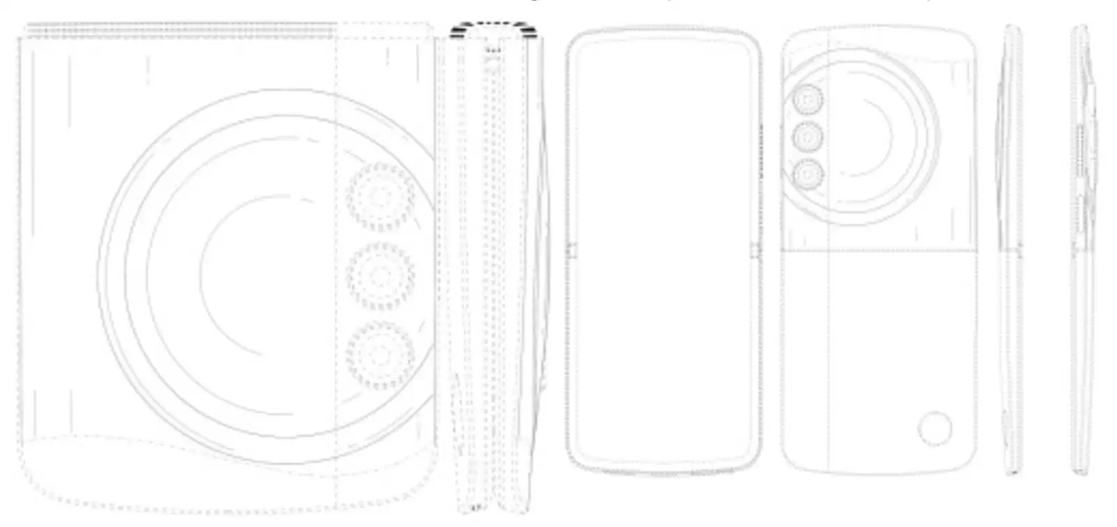 摩托罗拉曝光新折叠机专利：竖排三摄+圆形后盖