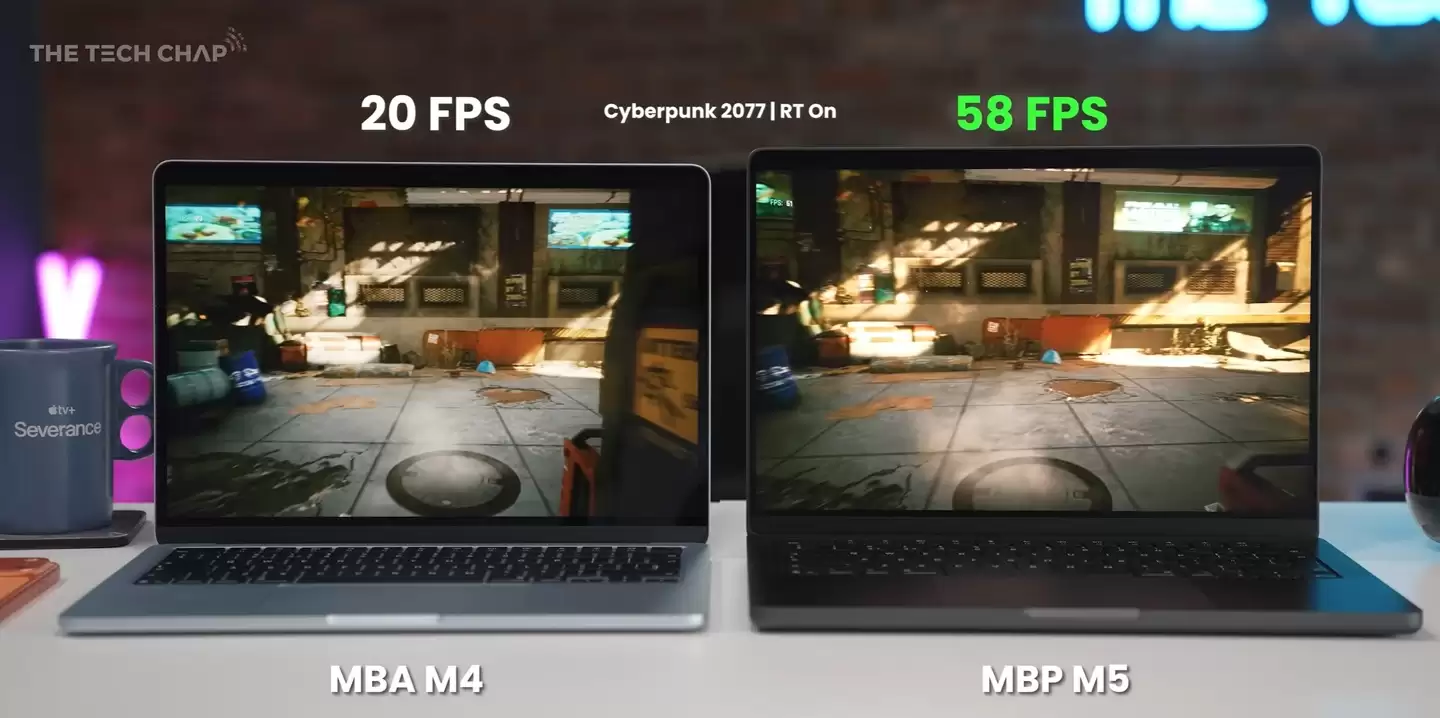 用 Mac 打游戏：2025 款苹果 MacBook Pro 运行《赛博朋克2077》帧率大幅提升，M5 对比 M4 光追模式下最高领先190%