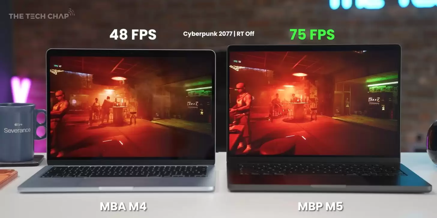用 Mac 打游戏：2025 款苹果 MacBook Pro 运行《赛博朋克2077》帧率大幅提升，M5 对比 M4 光追模式下最高领先190%