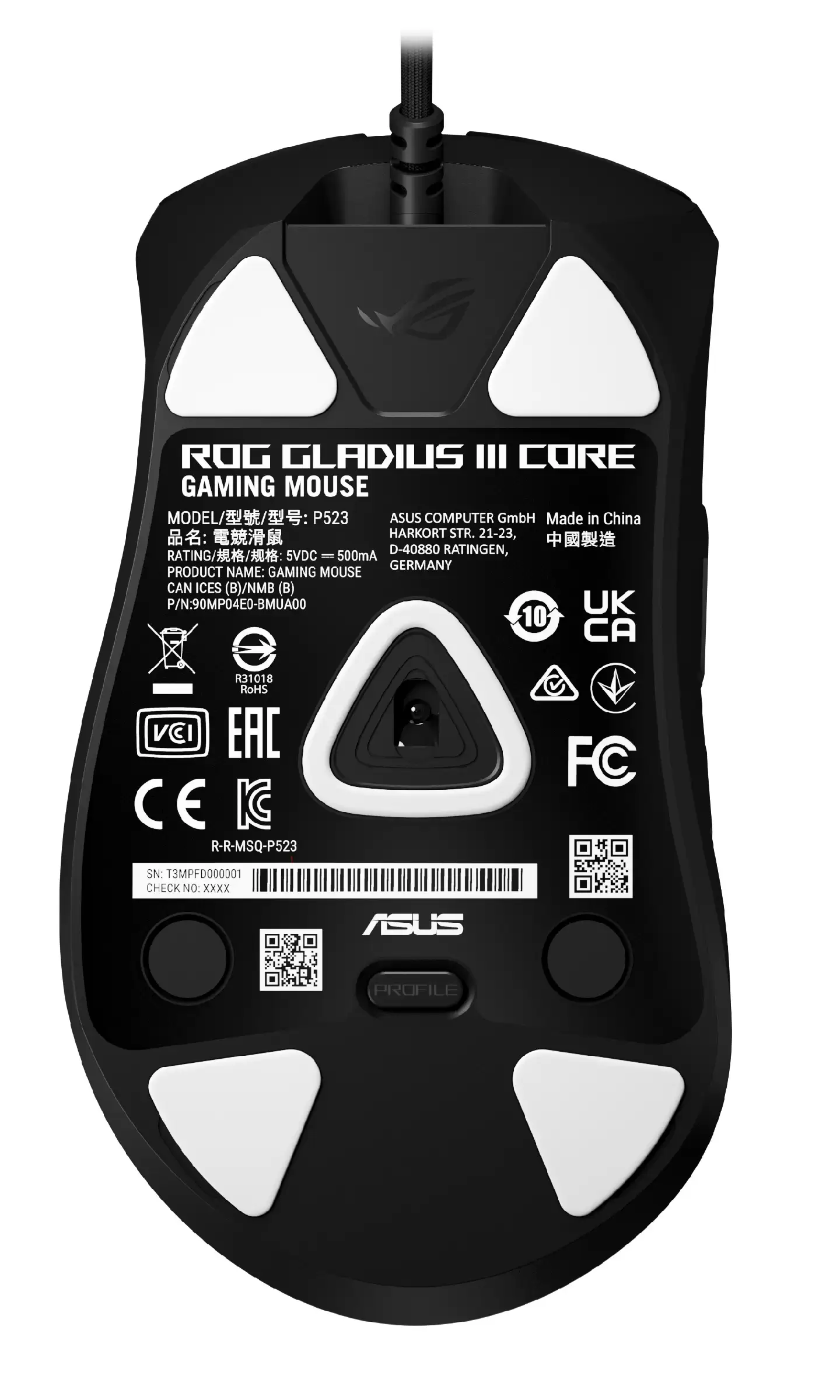 华硕 ROG 战刃 3 标准版鼠标开售:即插式微动仓设计,219元