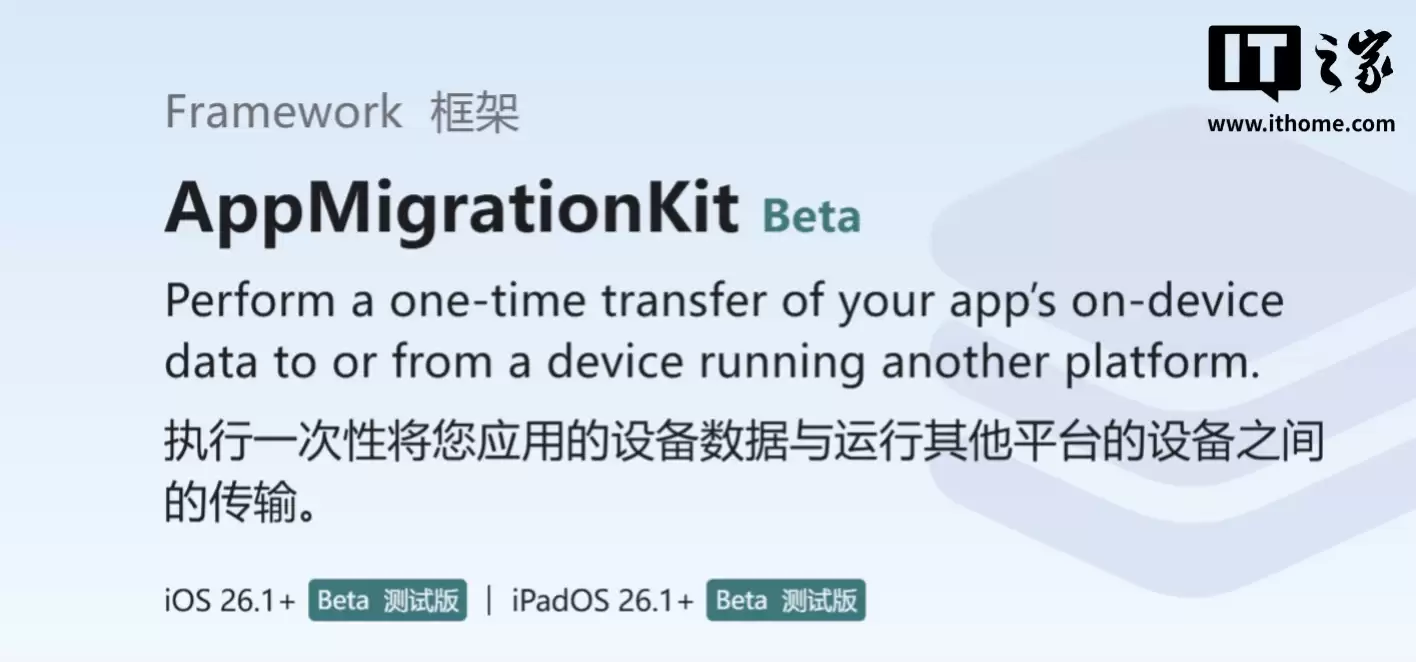 苹果 iOS 26.1 将推新框架：App 数据可从 iPhone 17 等迁移到安卓手机