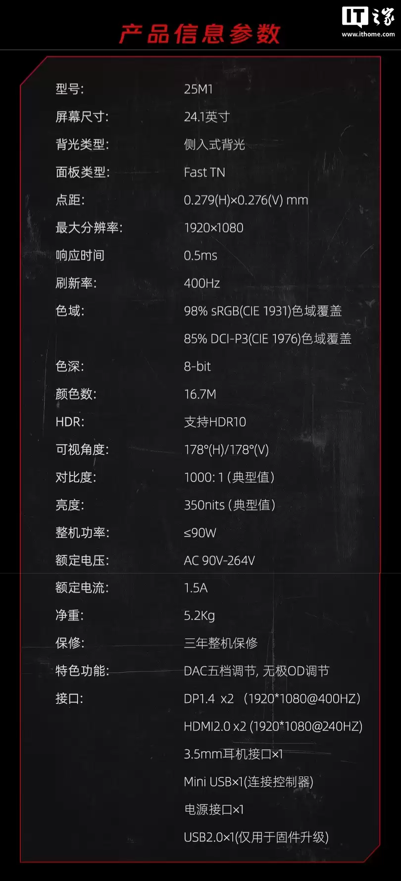 1080P 400Hz 内置电源，KTC 大师25M1 显示器 2999 → 1984 元限时特价